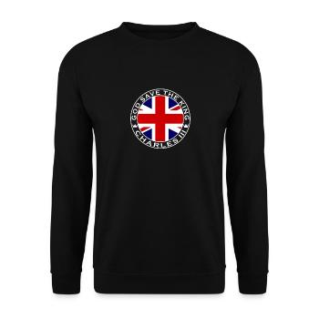 König der britischen Königsfamilie Karl III. Lang lebe es - Unisex Pullover - Schwarz - Vorne - Alina (178cm) & Michal (187cm)