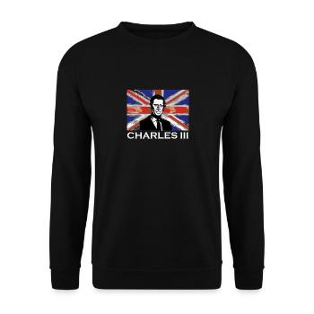 König der britischen Königsfamilie Karl III. Lang lebe es - Unisex Pullover - Schwarz - Vorne - Alina (178cm) & Michal (187cm)
