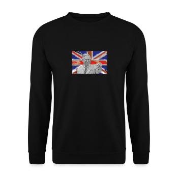 König der britischen Königsfamilie Karl III. Lang lebe es - Unisex Pullover - Schwarz - Vorne - Alina (178cm) & Michal (187cm)