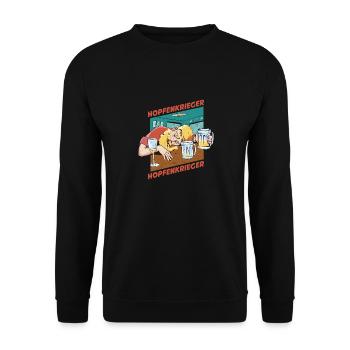 Hopfenkrieger Saufen Lustiges Bier Liebhaber Biert - Unisex Pullover - Schwarz - Vorne - Alina (178cm) & Michal (187cm)