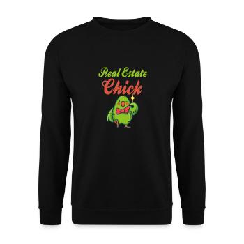 Immobilier Chick Cool Funny Retro Banker T-Shirt - Sweat-shirt Unisexe - noir - Devant - Alina (178cm) & Michal (187cm)