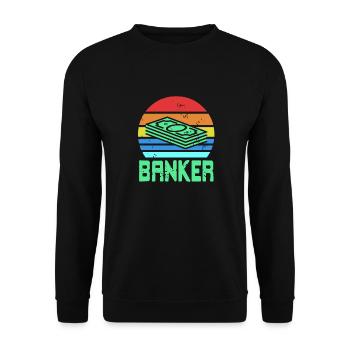 T-shirt rétro vintage BANKER Cool Banker Designs - Sweat-shirt Unisexe - noir - Devant - Alina (178cm) & Michal (187cm)