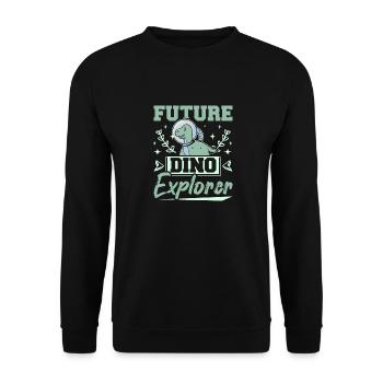 Enfants dinosaures futur dino explorateur - Sweat-shirt Unisexe - noir - Devant - Alina (178cm) & Michal (187cm)
