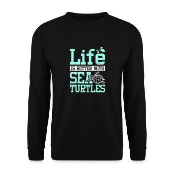 La vie est meilleure avec les tortues de mer - Sweat-shirt Unisexe - noir - Devant - Alina (178cm) & Michal (187cm)