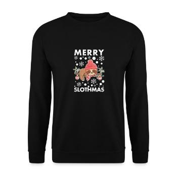 Merry Slothmas Funny Sloth Lovers Christmas - Unisex Sweatshirt - black - Front - Alina (178cm) & Michal (187cm)