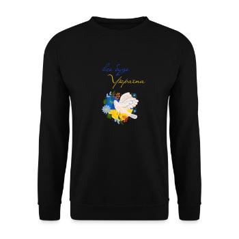 Ukrainische Sprachgewinnflagge Taube Des Friedens - Unisex Pullover - Schwarz - Vorne - Alina (178cm) & Michal (187cm)