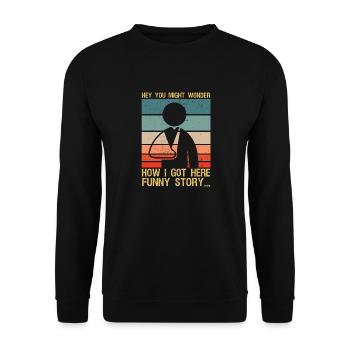 Lustige Erholung Gebrochener Arm Wird Bald Gut - Unisex Pullover - Schwarz - Vorne - Alina (178cm) & Michal (187cm)