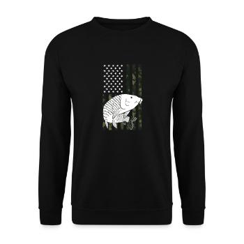 Drapeaux des États-Unis American Patriot Fisher Pêcheur - Sweat-shirt Unisexe - noir - Devant - Alina (178cm) & Michal (187cm)