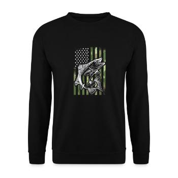 Drapeaux des États-Unis American Patriot Fisher Pêcheur - Sweat-shirt Unisexe - noir - Devant - Alina (178cm) & Michal (187cm)