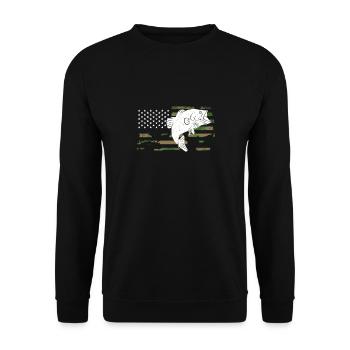 Drapeaux des États-Unis American Patriot Fisher Pêcheur - Sweat-shirt Unisexe - noir - Devant - Alina (178cm) & Michal (187cm)