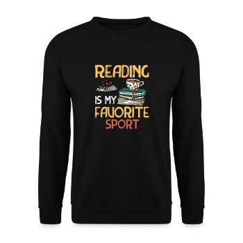 Lesen Ist Mein Lieblings -Sportbuchliebhaber - Unisex Pullover - Schwarz - Vorne - Alina (178cm) & Michal (187cm)