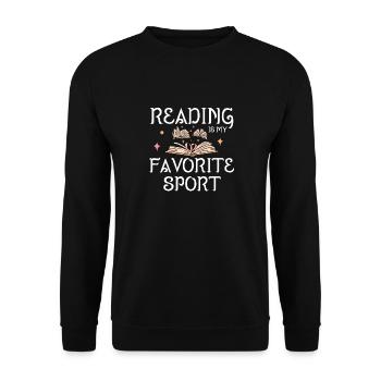 Lesen Ist Mein Lieblings -Sportbuchliebhaber - Unisex Pullover - Schwarz - Vorne - Alina (178cm) & Michal (187cm)