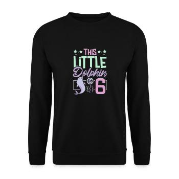 6 years this little dolphin is 6th birthday - Unisex Pullover - Schwarz - Vorne - Alina (178cm) & Michal (187cm)