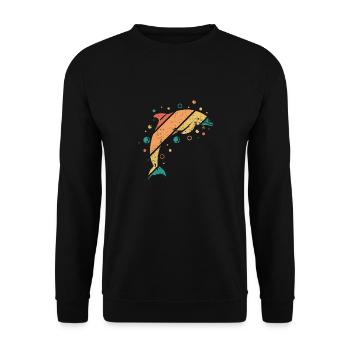 Dauphin rétro vintage - Sweat-shirt Unisexe - noir - Devant - Alina (178cm) & Michal (187cm)