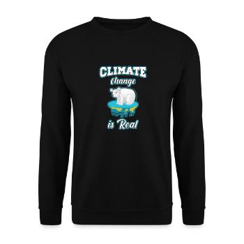 Klimawandel ist real Eisbär schwitzt - Unisex Pullover - Schwarz - Vorne - Alina (178cm) & Michal (187cm)