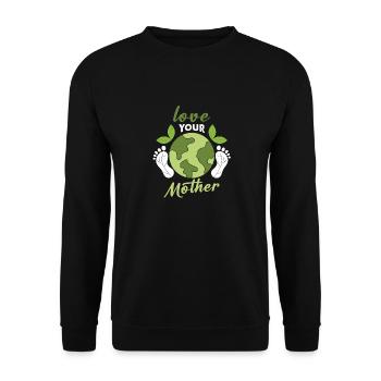 Liebe die Erde Planet Klimawandel Umweltschutz - Unisex Pullover - Schwarz - Vorne - Alina (178cm) & Michal (187cm)