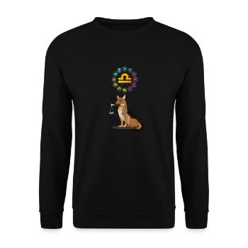 Lustiger Hund Liebhaber Horoskop Waage Sternzeichen Cool - Unisex Pullover - Schwarz - Vorne - Alina (178cm) & Michal (187cm)