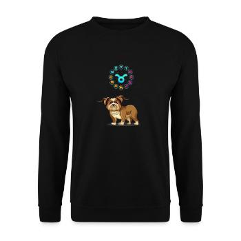 Drôle d’amoureux des chiens Horoscope Taureau Signe du zodiaque Cool - Sweat-shirt Unisexe - noir - Devant - Alina (178cm) & Michal (187cm)