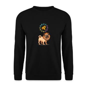 Lustige Hund Liebhaber Horoskop Löwe Sternzeichen Haustier Cool - Unisex Pullover - Schwarz - Vorne - Alina (178cm) & Michal (187cm)
