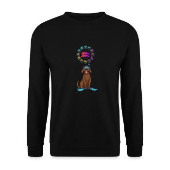 Lustiger Hund Liebhaber Horoskop Wassermann Sternzeichen Wortspiel - Unisex Pullover - Schwarz - Vorne - Alina (178cm) & Michal (187cm)
