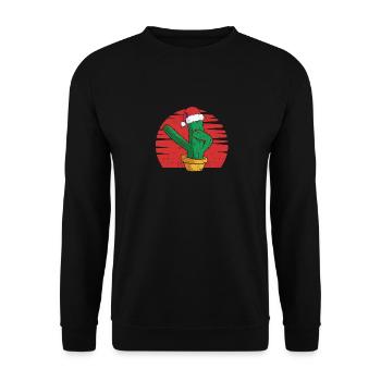 Dabbing Cactus Santa Claus Cap Christmas - Unisex Sweatshirt - black - Front - Alina (178cm) & Michal (187cm)