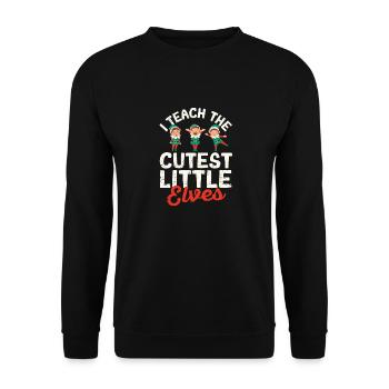 Funny Christmas Teacher Xmas I Teach The Cutest - Unisex Pullover - Schwarz - Vorne - Alina (178cm) & Michal (187cm)