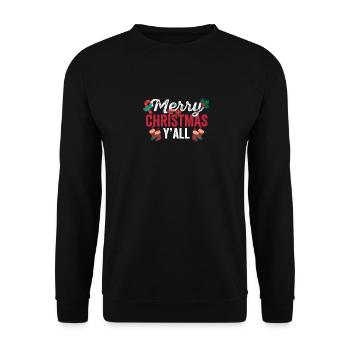 Funny Xmas PJs Holiday Pajamas Frohe Weihnachten - Unisex Pullover - Schwarz - Vorne - Alina (178cm) & Michal (187cm)