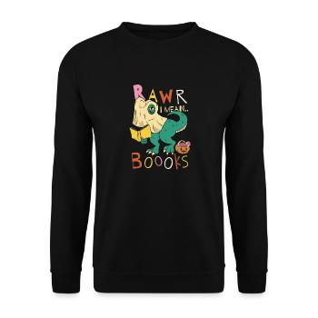 Professeur de lecture Halloween T-rex Ghost Avec Livre - Sweat-shirt Unisexe - noir - Devant - Alina (178cm) & Michal (187cm)