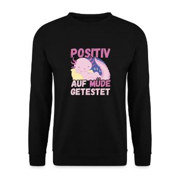 Positiv auf Müde getestet Axolotl Fun - Unisex Pullover - Schwarz - Vorne - Alina (178cm) & Michal (187cm)