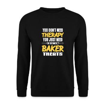 N’avez pas besoin de thérapie, vous avez juste besoin de quelques friandises baker - Sweat-shirt Unisexe - noir - Devant - Alina (178cm) & Michal (187cm)