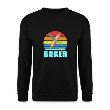Rétro Vintage BAKER Awesome Baker Designs T-Shirt - Sweat-shirt Unisexe - noir - Devant - Alina (178cm) & Michal (187cm)