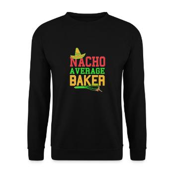 NACHO Average Baker Drôle Rétro Baker T-Shirt - Sweat-shirt Unisexe - noir - Devant - Alina (178cm) & Michal (187cm)