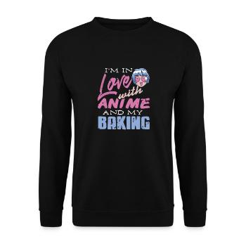 Je suis amoureux de l’anime et de mon rétro cool - Sweat-shirt Unisexe - noir - Devant - Alina (178cm) & Michal (187cm)