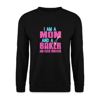 Je suis une maman et une boulangère et je les berce tous les deux rétro - Sweat-shirt Unisexe - noir - Devant - Alina (178cm) & Michal (187cm)