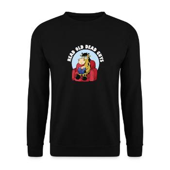 Read Old Dead Guys, The Giraffe Book Holidays - Unisex Sweatshirt - black - Front - Alina (178cm) & Michal (187cm)