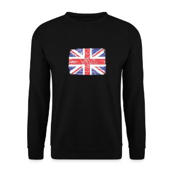 Großbritannien, britische Flagge, Flagge des Vereinigten Königreichs, - Unisex Pullover - Schwarz - Vorne - Alina (178cm) & Michal (187cm)