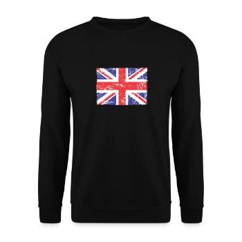 Großbritannien, britische Flagge, Flagge des Vereinigten Königreichs, - Unisex Pullover - Schwarz - Vorne - Alina (178cm) & Michal (187cm)
