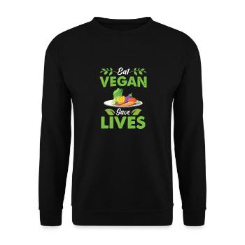 Go vegan Schutz von Leben durch Veganismus - Unisex Pullover - Schwarz - Vorne - Alina (178cm) & Michal (187cm)