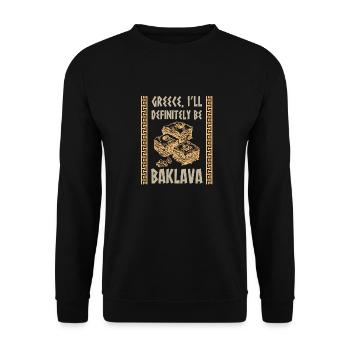 Griechische Mythologie und Griechisches Essen - Unisex Pullover - Schwarz - Vorne - Alina (178cm) & Michal (187cm)