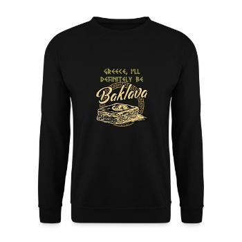 Griechische Mythologie und Griechisches Essen - Unisex Pullover - Schwarz - Vorne - Alina (178cm) & Michal (187cm)