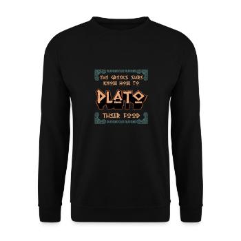 Griechische Mythologie und Griechisches Essen - Unisex Pullover - Schwarz - Vorne - Alina (178cm) & Michal (187cm)