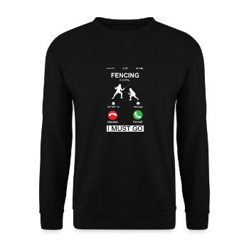Fechten ruft Telefon Fechten Fechter Sport Wortspiel - Unisex Pullover - Schwarz - Vorne - Alina (178cm) & Michal (187cm)