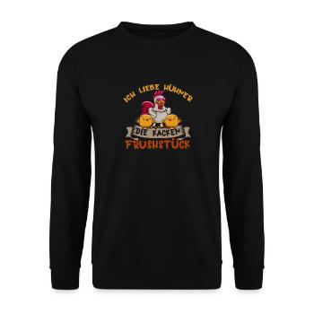 Funny Chicken - Unisex Pullover - Schwarz - Vorne - Alina (178cm) & Michal (187cm)