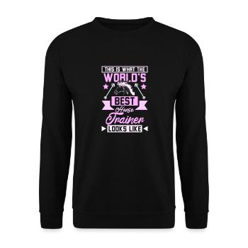 The world's best horse trainer looks like - Unisex Pullover - Schwarz - Vorne - Alina (178cm) & Michal (187cm)