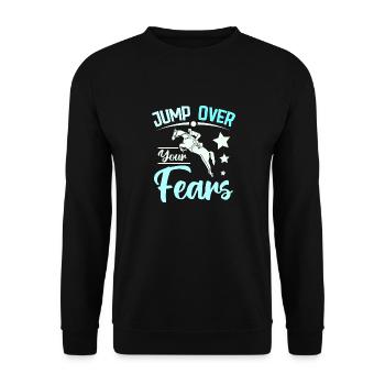 Jump over your fears horse riding - Unisex Pullover - Schwarz - Vorne - Alina (178cm) & Michal (187cm)