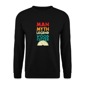 Woodworker retro man myth legend woodcutter - Unisex Pullover - Schwarz - Vorne - Alina (178cm) & Michal (187cm)