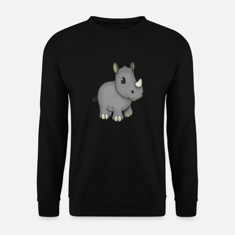 Kawaii Cartoon Rhino - Unisex Pullover - Schwarz