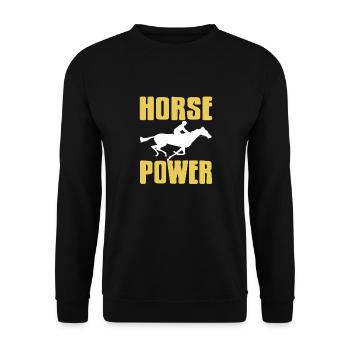 Retro HORSE POWER Awesome Horse Racing Designs - Unisex Sweatshirt - black - Front - Alina (178cm) & Michal (187cm)