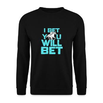 Je parie que vous parierez Funny Horse Racing Retro - Sweat-shirt Unisexe - noir - Devant - Alina (178cm) & Michal (187cm)