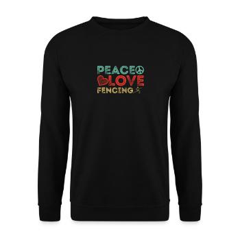 Frieden Liebe Fechten Cool Schwertkunst Fechten Wortspiel Wortspiel - Unisex Pullover - Schwarz - Vorne - Alina (178cm) & Michal (187cm)